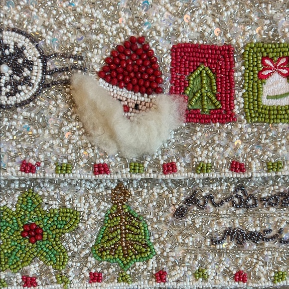 Festive Santa Beaded Bag—Silver Green and Red Beaded Shoulder Bag Viral TikTok - Picture 3 of 8